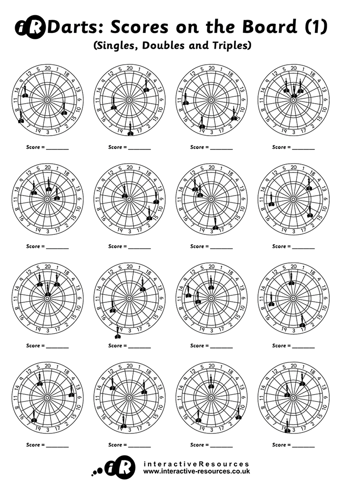 Darts: Scores on the Board (Singles, Doubles and Trebles)