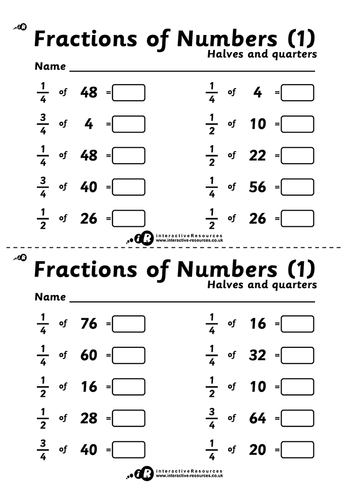 Fractions of Numbers (1)