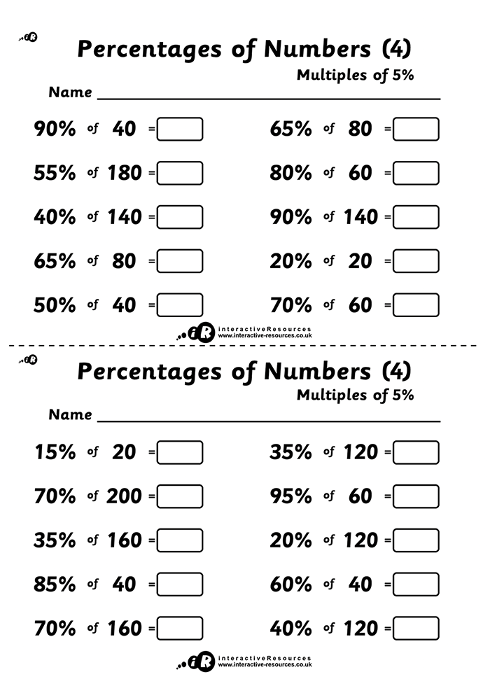 Percentages of Numbers