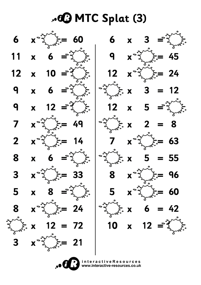 Multiplication Tables Check Splat!