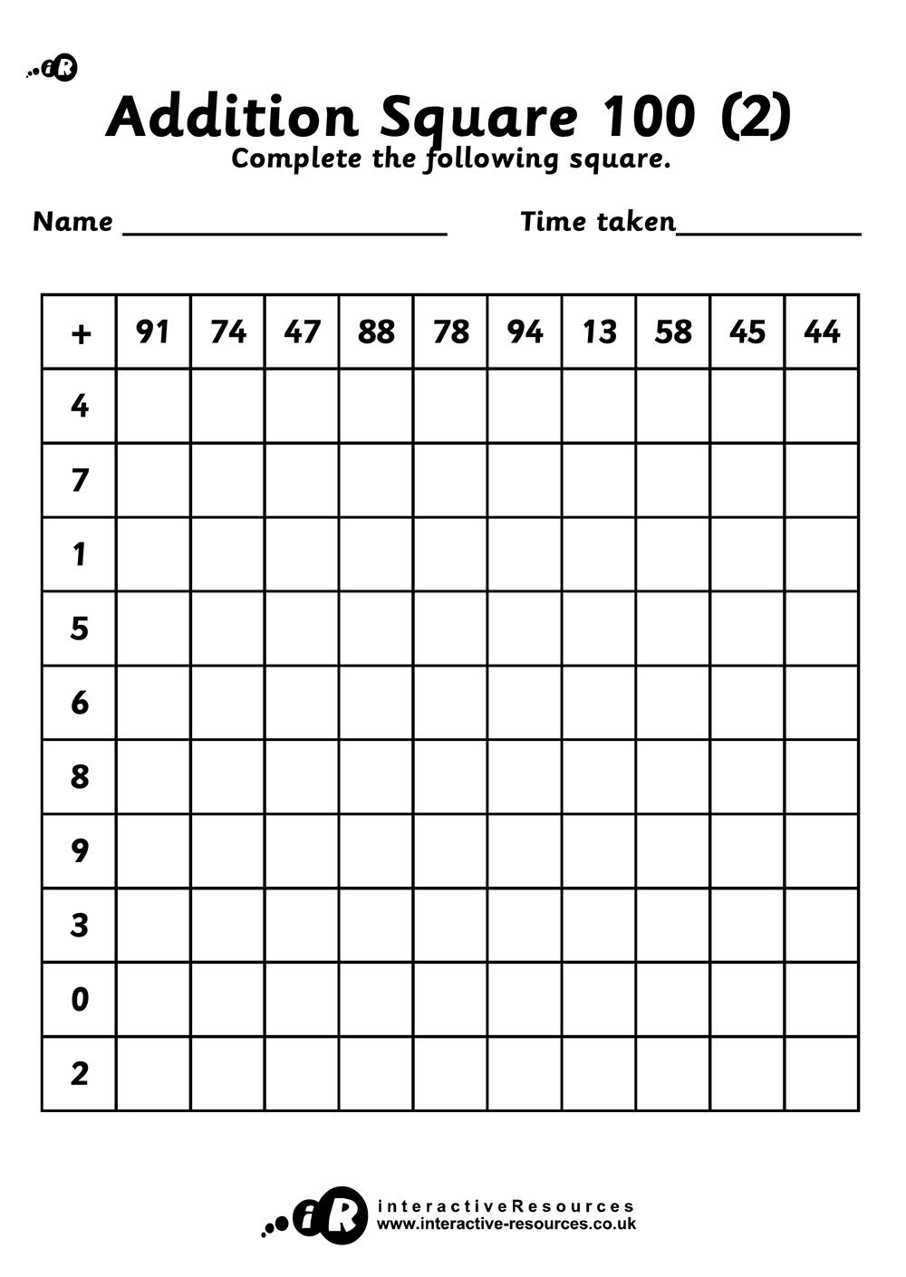 Addition Grids