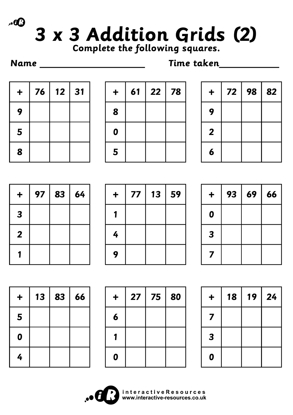 Addition Grids