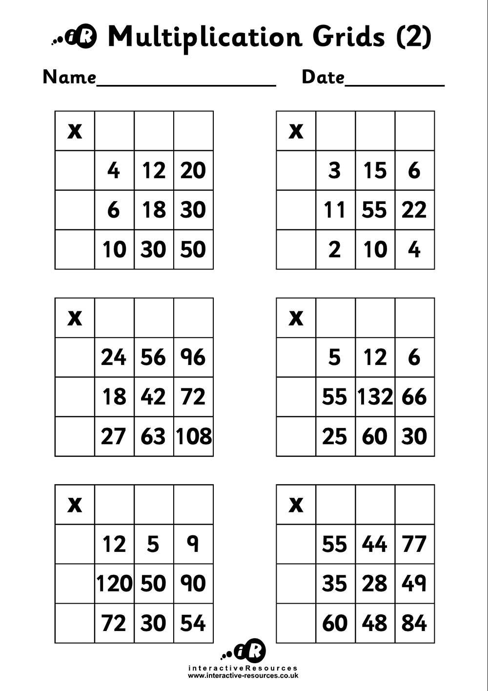 Multiplication Grids (2)