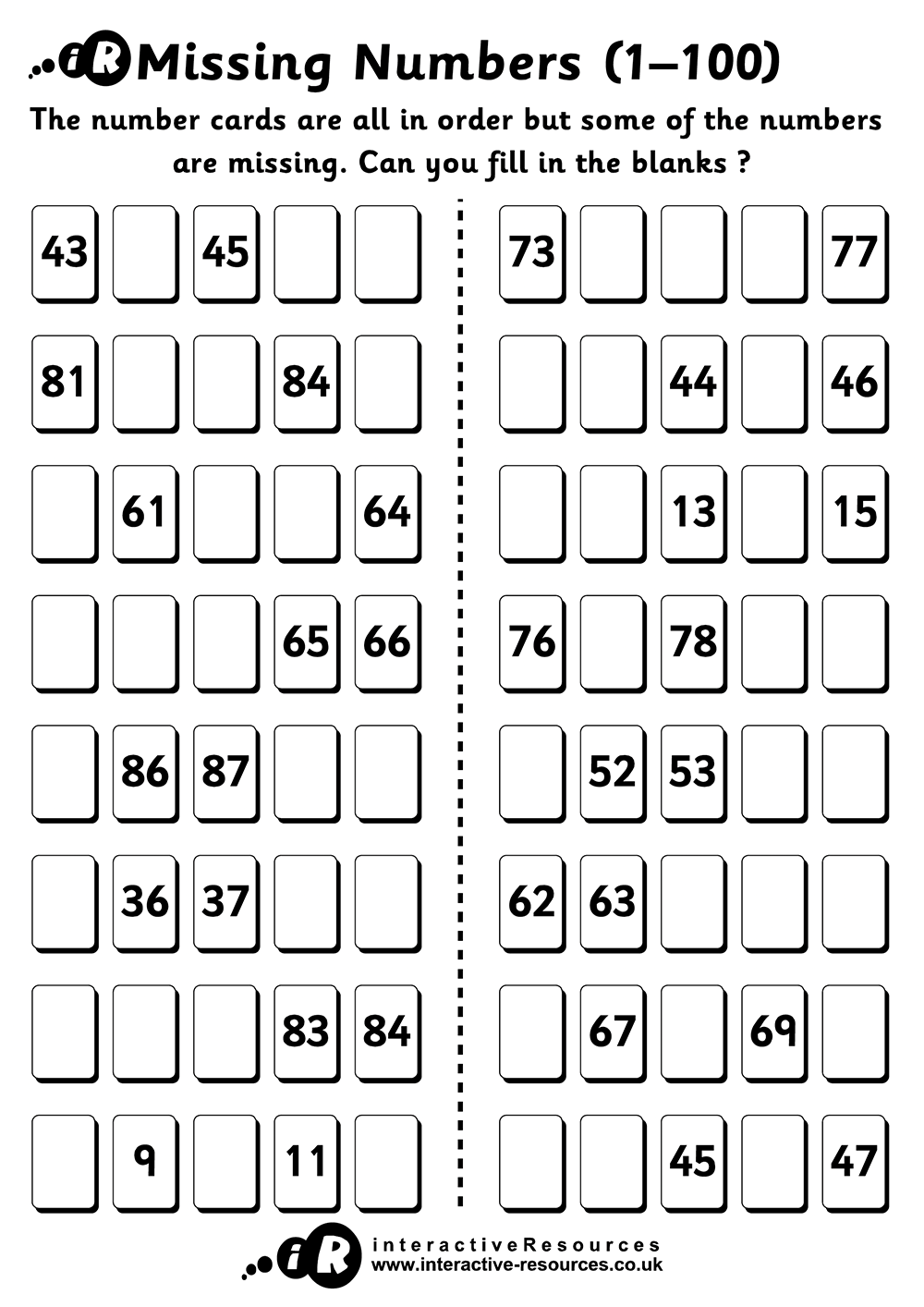 Missing Numbers (1-100)