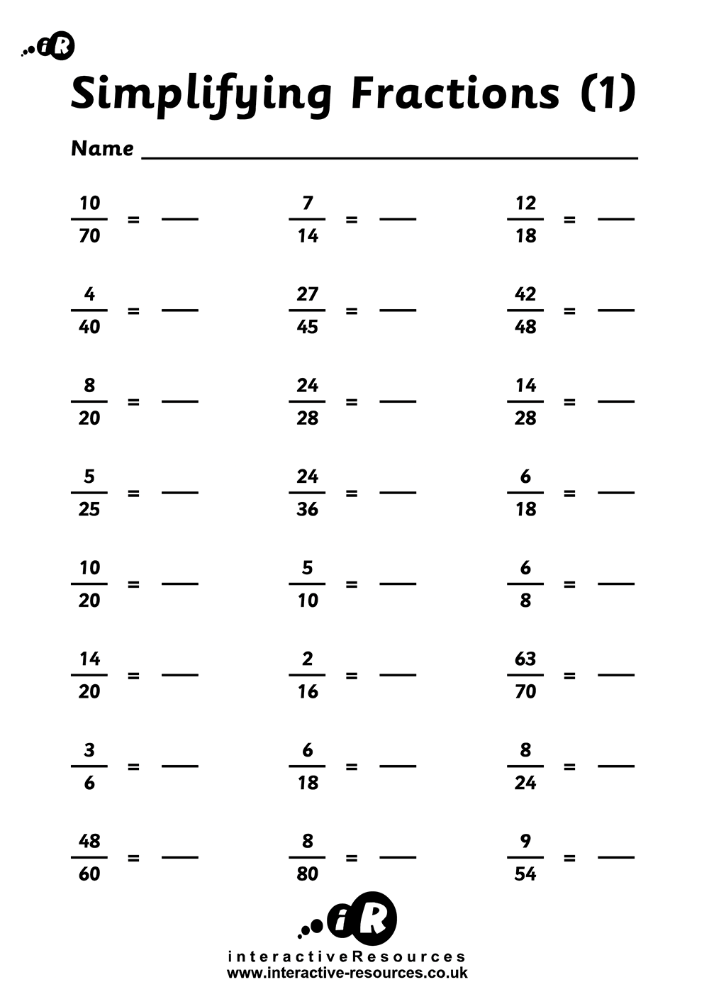 Simplifying Fractions